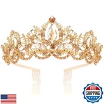Exacoo Gold Tiara For Women Champagne Crown Girls With Comb Wedding Princ. Fixed Price $27.99.