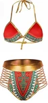 Zando Women Tribal Print Bikini African Metallic Swimsuit Two Piece Beachwear Cu. Fixed Price $15.99.