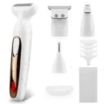 Electric Body Hair Trimmer & Shaver, 4-IN-1 Pieces Set, White / Silver. Fixed Price $43.90.