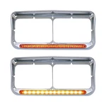 Leavan 2X Chrome Headlight Bezels 12 Amber Led With Visor 4X6 Strip. Fixed Price $68.32.