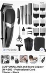 Cosyonall Hair And Beard Clipper JH-4302 Professional Cord Black. Fixed Price $19.00.
