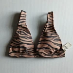 Aerie Triangle Swim Bikini Top Animal Print Textured Tie Back Women Nwt Medium. Fixed Price $5.99.