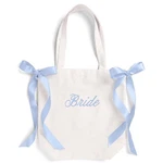 Xo, Fetti White Bride Canvas Tote Bag, Blue Satin Bows One Size,. Fixed Price $39.31.