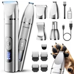 4 1 Dog Grooming Kit With Lcd Display, Hair Trimmer For Paw Nail Grinder,. Fixed Price $44.47.
