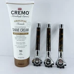 Cremo Original Formula Cream Bourbon Vanilla 6 Fl Oz With 3 Crown Shave Handels. Fixed Price $43.95.