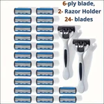 24 Stainless Steel 6 Blades Shaving Disposable Razors With Handles For Men. Fixed Price $12.66.
