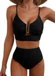 Herseas Women Popular Swimsuits Two Piece U-wired Push Up Ribbed Large, Black. Fixed Price $46.45.