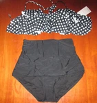 Nwt Cocoship Black & White Polka Dot Bikini Women Size Retro Style High 31463. Fixed Price $21.95.