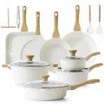 Nonstick Ceramic Cookware Set 23 Pcs Pots Pans White SA07 Sensarte Toxic Pfas. Fixed Price $259.99.