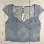Name Brand H&m Blue Florence Cap Sleeve Lace Bustier Crop Top Women Defect. Fixed Price $16.00.