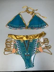 Zando Women's Xl Metallic Tribal Print Cutout Halter Neck 2 Piece Bikini New. Fixed Price $14.99.