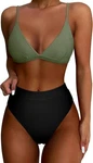 Suuksess Women High Waisted Cut Bikini Set Sexy Triangle Two Piece Swimsuit. Fixed Price $30.99.