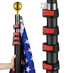 Apluschoice 25FT Black Aluminum Telescopic Flagpole Kit Gold Ball Top Fly. Fixed Price $156.90.