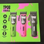 Tpob Troll Cordless Clipper Green Pink Black 3 Covers Super Torque Motor. Fixed Price $75.00.