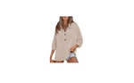 Astylish Women's Cream Button-up Top Roll Tab Sleeve Batwing Ribbed Nwot Xl. Fixed Price $11.10.